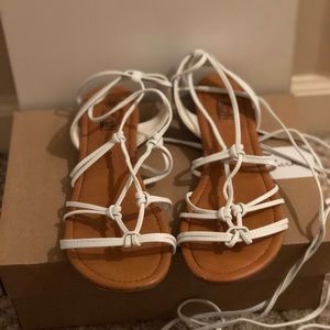 White lace up/gladiator sandals